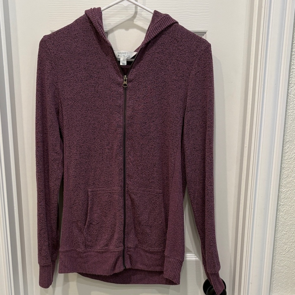 Market & Spruce Plum Heather Zip Hoodie